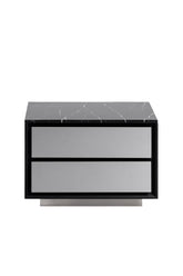 Modrest Concord Modern Black Marble & Black Ash & Aluminum Nightstand Model VGVC-N2301